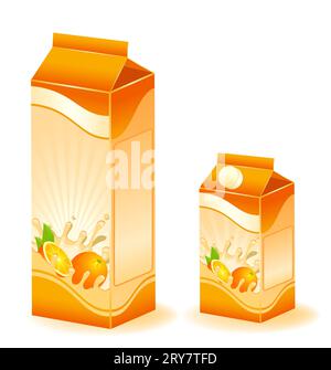 Design of packing milky products with fruit Stock Photo