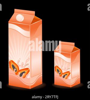 Design of packing milky products with fruit Stock Photo