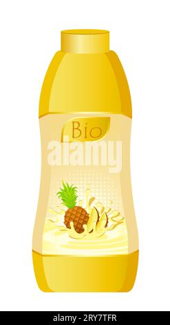 Design of bottle milky products with fruit Stock Photo