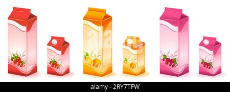 Design of packing milky products with fruit Stock Photo