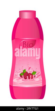 Design of bottle milky products with fruit Stock Photo