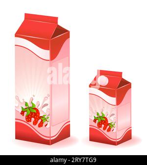 Design of packing milky products with fruit Stock Photo