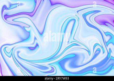 an artistic fusion of hues and dynamic patterns in abstract realistic liquid paint marbling effect and the fluid art technique of splashes, flows, dro Stock Photo