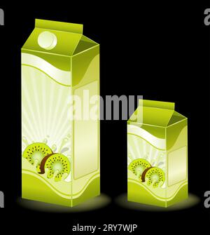 Design of packing milky products with fruit Stock Photo