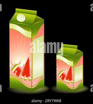 Design of packing milky products with fruit Stock Photo