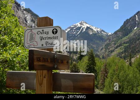 Perimeter Trail sign in Ouray, Colorado Stock Photo