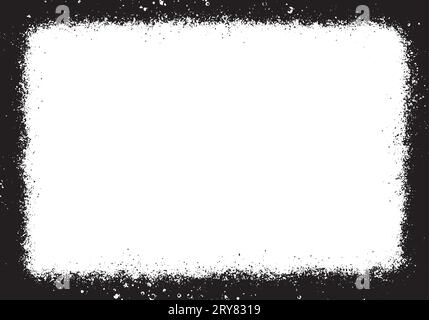 Spray paint splatter texture frame on white background, with artistic and dynamic effect. Graphic resource, decoration, art or advertising. Real handm Stock Vector