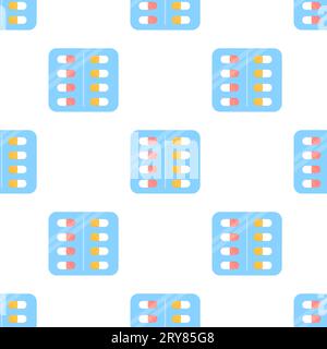 Seamless pattern tablets pills pills , medical drug. Vector illustration Stock Vector
