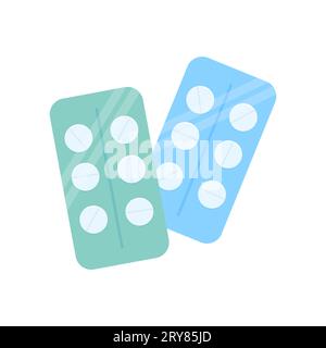 tablets pills in a blister, a medical preparation. Vector illustration Stock Vector