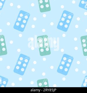 Seamless pattern tablets pills pills , medical drug. Vector illustration Stock Vector