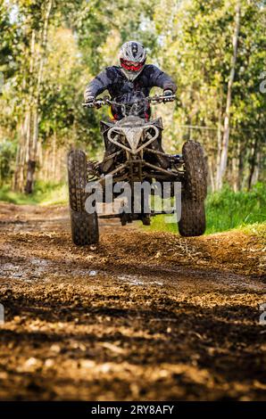 Quad rider jumping Stock Photo