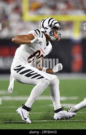 Cincinnati Bengals wide receiver Andrei Iosivas (80) getting ready for punt  coverage against the Washington Commanders during the second half of an NFL  preseason football game, Saturday, Aug. 26, 2023, in Landover