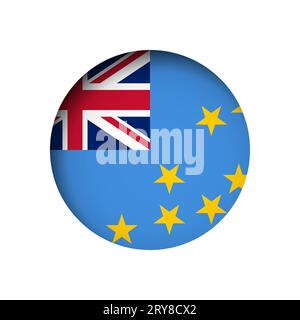 Tuvalu flag - behind the cut circle paper hole with inner shadow. Stock Vector