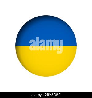 Ukraine flag - behind the cut circle paper hole with inner shadow. Stock Vector
