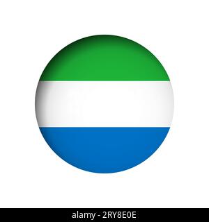 Sierra Leone flag - behind the cut circle paper hole with inner shadow. Stock Vector