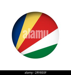 Seychelles flag - behind the cut circle paper hole with inner shadow. Stock Vector