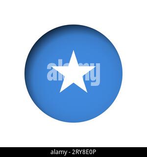 Somalia flag - behind the cut circle paper hole with inner shadow. Stock Vector