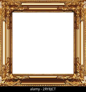 beautiful ornate realistic square gilded gold picture painting frame upright portrait vector isolated on white background Stock Vector