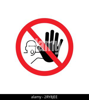 classic european stop do not enter man with hand sign symbol simple in red circle with slash vector isolated on white background Stock Vector