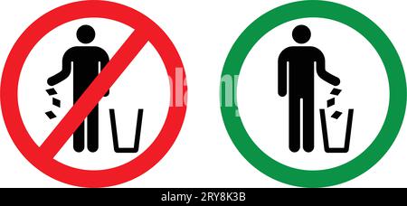 do not litter no littering logo sign symbol set rubbish trash classic vector isolated on white background Stock Vector
