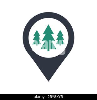 Green and Black Forest Map Symbol Stock Vector