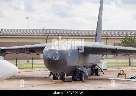 Kansas, SEP 16 2023 - Old US Air Force plane, the Boeing B-52 Stratofortress show in Aviation Museum Stock Photo
