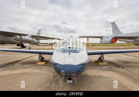 Kansas, SEP 16 2023 - Old US Air Force plane, the Cessna T-37 Tweet show in Aviation Museum Stock Photo