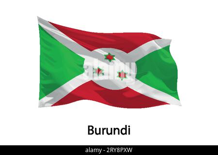 3d realistic Waving flag of Burundi Isolated. Template for poster design Stock Vector