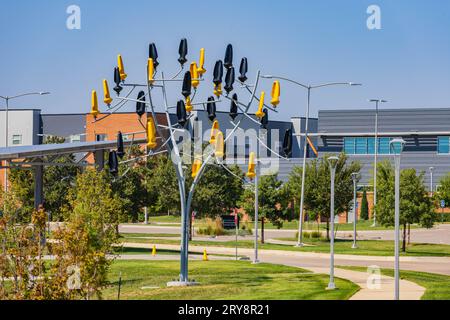 Kansas, SEP 17 2023 - Sunny view of the campus of Wichita State University Stock Photo