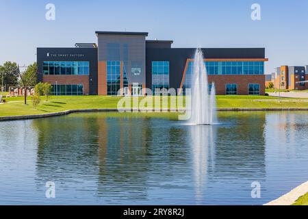 Kansas, SEP 17 2023 - Sunny view of the campus of Wichita State University Stock Photo