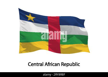 3d realistic Waving flag of Central African Republic Isolated. Template for poster design Stock Vector