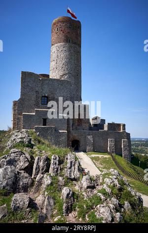 Old Polish Castle in Checiny from early 14th century, photo captured in 2021, Zamek w Chęcinach Stock Photo