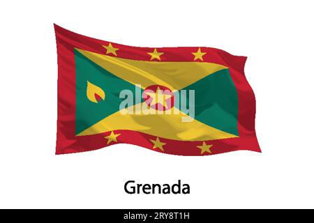 3d realistic Waving flag of Grenada Isolated. Template for iposter design Stock Vector