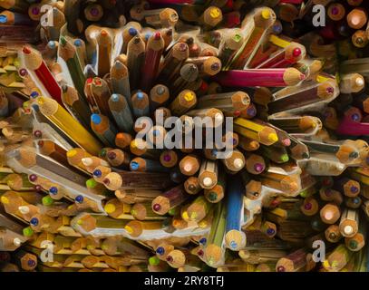 Bunch of colored crayons Stock Photo