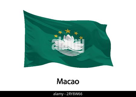 3d realistic Waving flag of Macao Isolated. Template for poster design Stock Vector