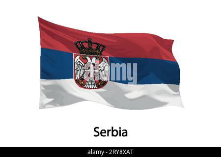 3d realistic Waving flag of Serbia Isolated. Template for iposter design Stock Vector