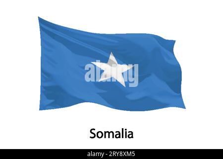 3d realistic Waving flag of Somalia Isolated. Template for poster design Stock Vector