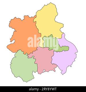 map of West Midlands England is a region of England, with borders of the ceremonial counties and different colour. Stock Photo