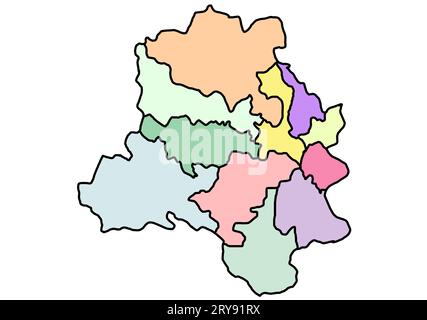 map of Delhi is a state and capital of India and his colourful districts Stock Photo
