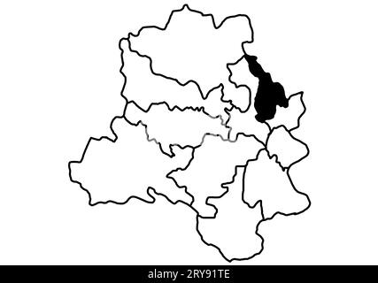 North East Delhi, India Map Black Silhouette and Outline Isolated on White. Stock Photo