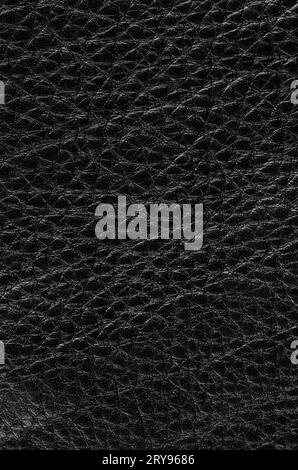 Natural qualitative black leather texture. Close up. Stock Photo