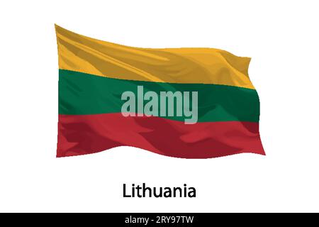 3d realistic Waving flag of Lithuania Isolated. Template for iposter design Stock Vector