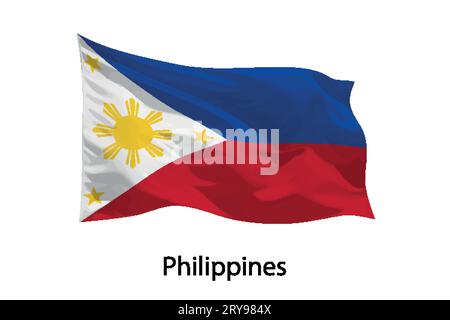 3d realistic Waving flag of Philippines Isolated. Template for poster design Stock Vector
