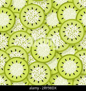 Seamless vector pattern with colorful slices of kiwi. Stock Vector
