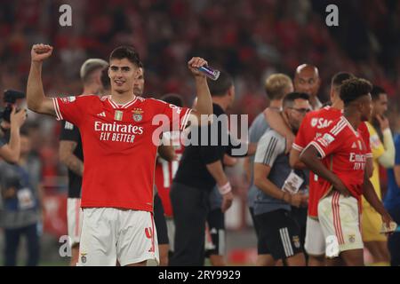 Estádio da Luz António Silva defender of SL Benfica celebrates during the Liga Portugal Betclic match between SL Benfica and FC Porto at Estadio da Luz on September 29, 2023 in Lisbon, Portugal. Liga Portugal Betclic - SL Benfica vs FC Porto (Valter Gouveia/SPP) Credit: SPP Sport Press Photo. /Alamy Live News Stock Photo