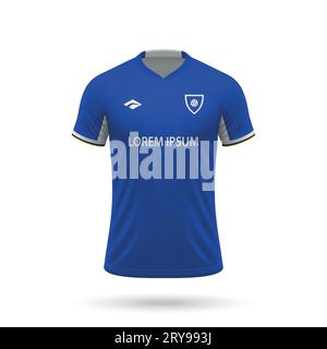 3d realistic soccer jersey in Chelsea style, shirt template for football kit 2023 Stock Vector