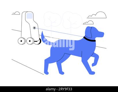 Dog walking robot abstract concept vector illustration. Stock Vector