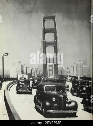 Heavy traffic on Golden Gate Bridge, 1937 Stock Photo