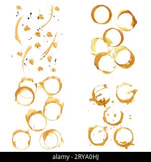 Collection of coffee splashes and stains Stock Photo