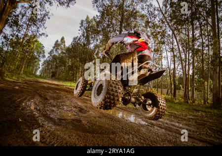 Quad rider jumping Stock Photo